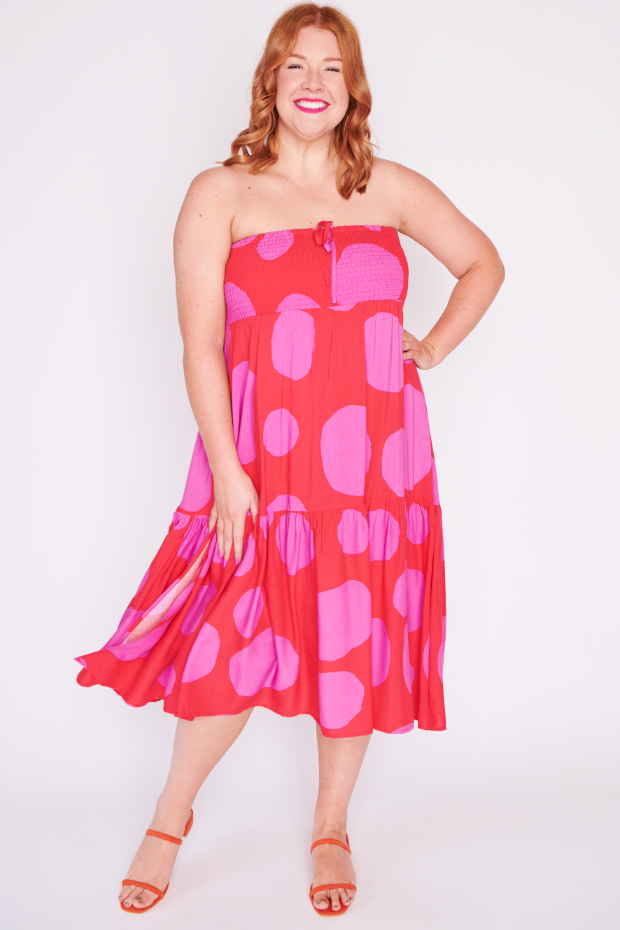 Willy Splotched Pink & Red Skirt – Splotched Pink & Red maxi skirt