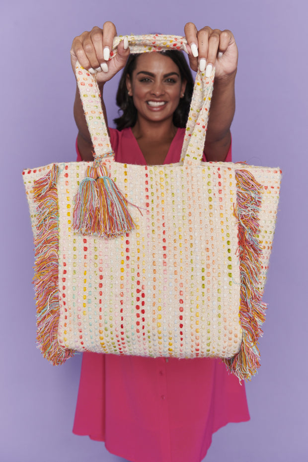 Spaced Out Ivory Stripe Bag – Spaced Out Ivory tote bag