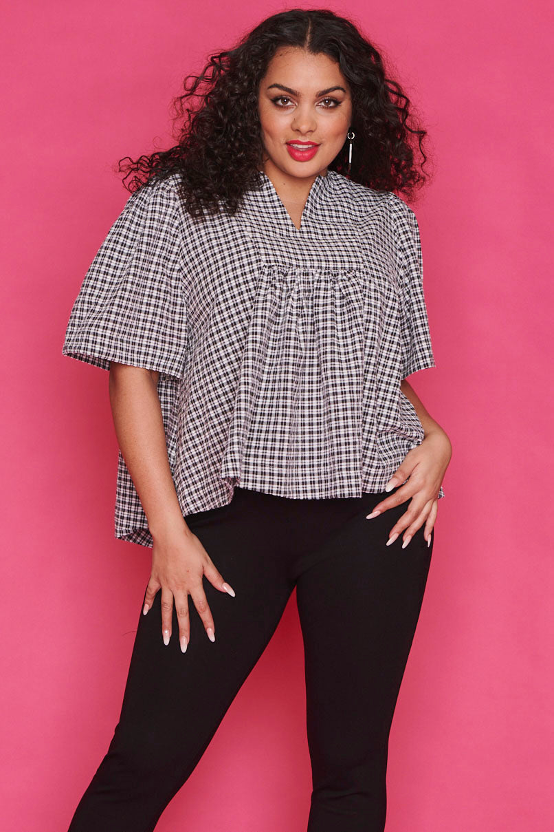 Downtown Black Check Blouse – Black Check blouse