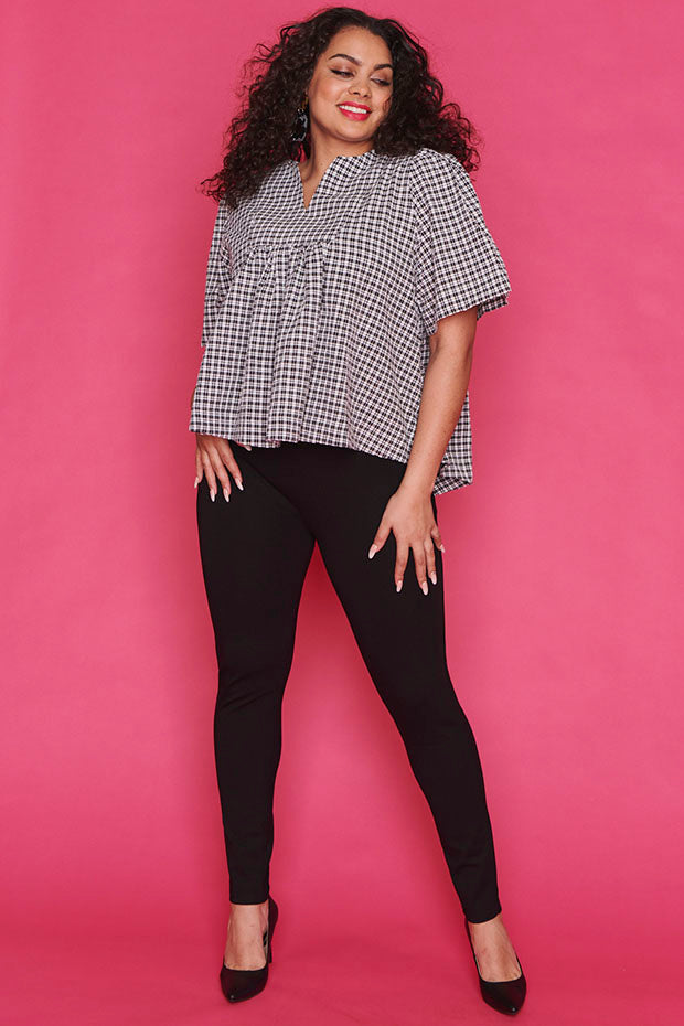 Downtown Black Check Blouse – Black Check blouse