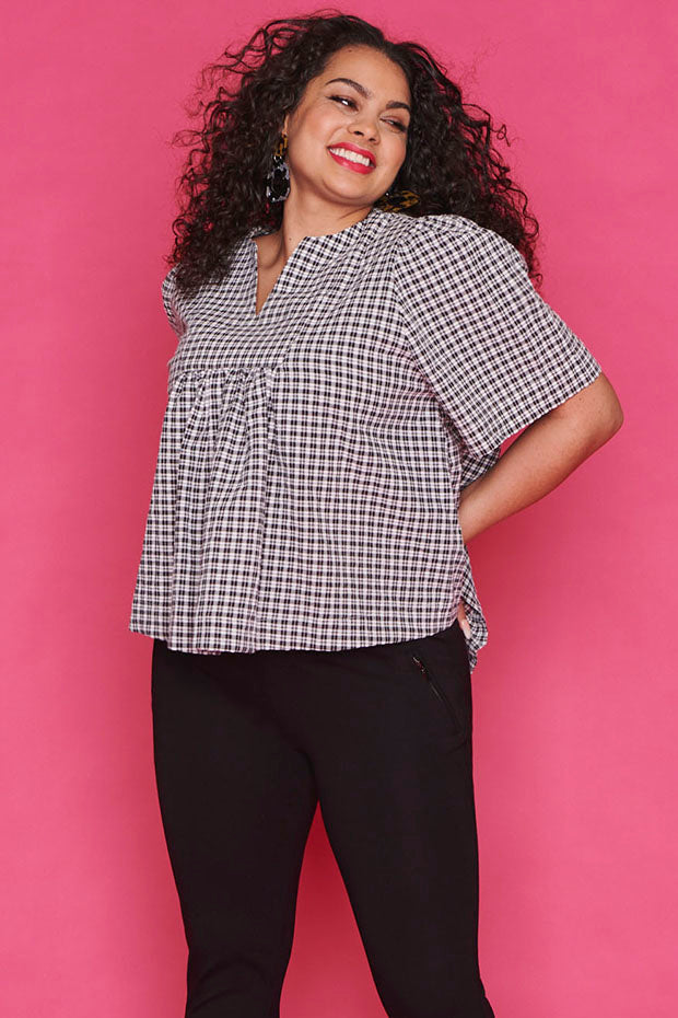 Downtown Black Check Blouse – Black Check blouse