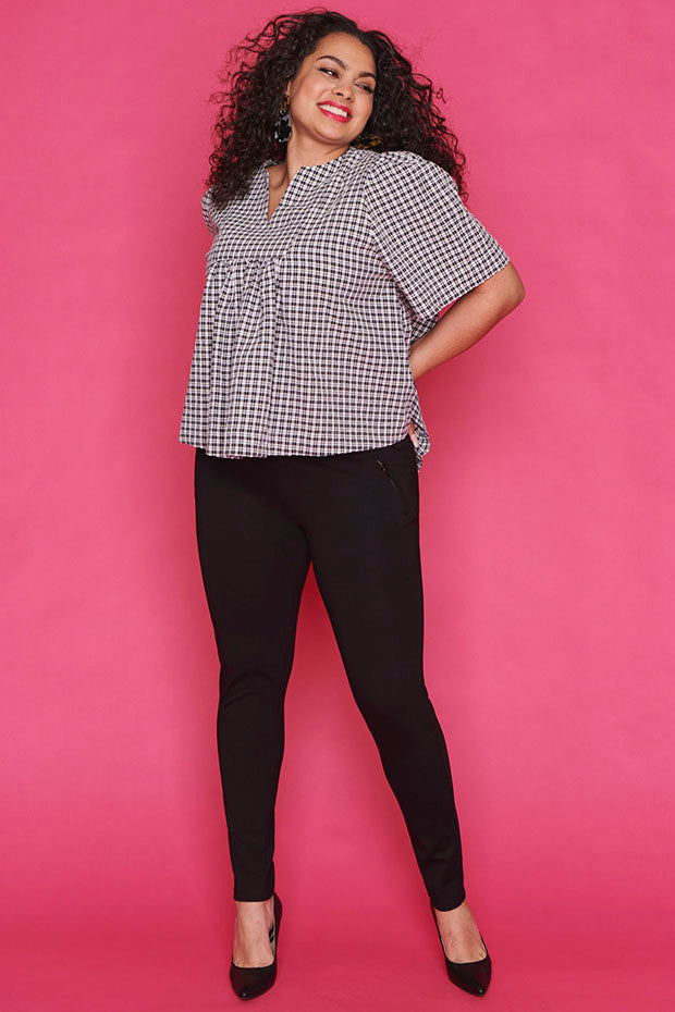 Downtown Black Check Blouse – Black Check blouse