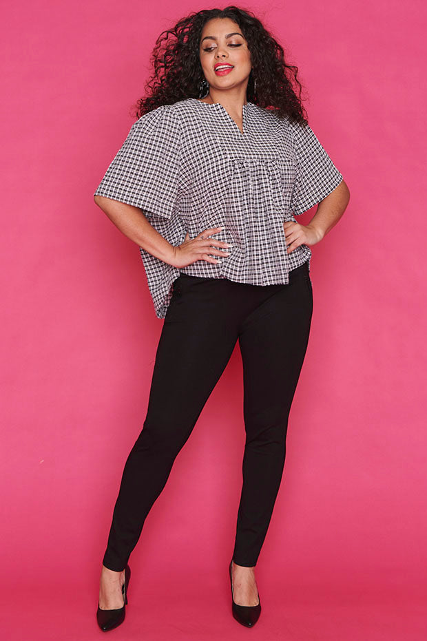 Downtown Black Check Blouse – Black Check blouse