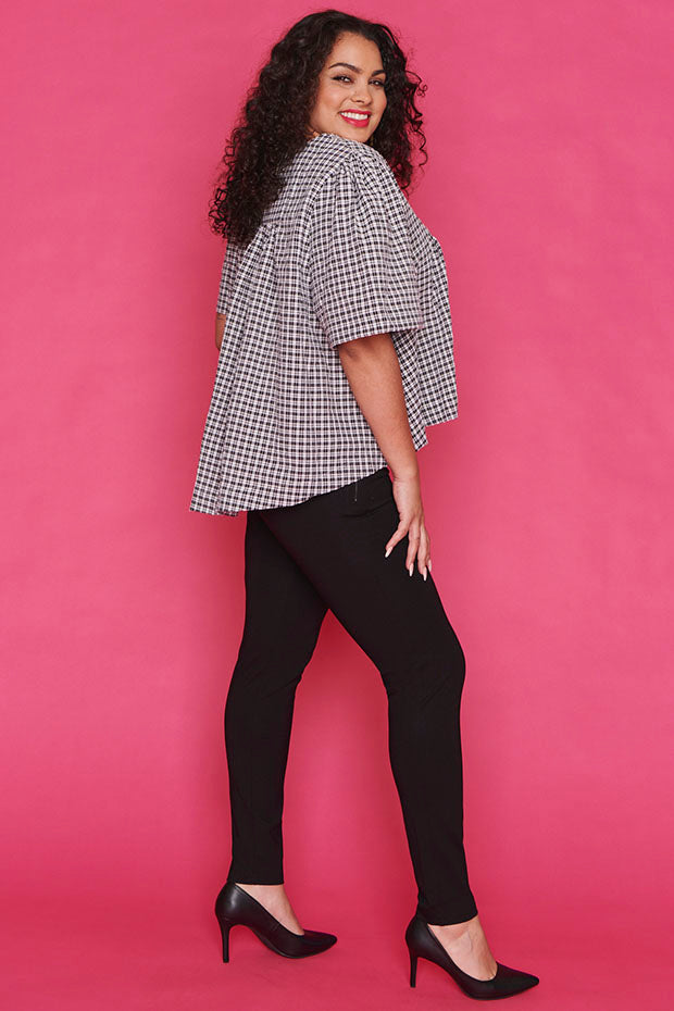 Downtown Black Check Blouse – Black Check blouse