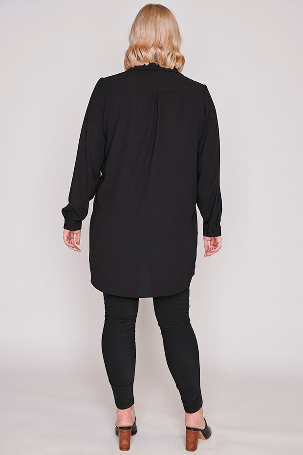 Asher Black Longline Shirt – Black longline shirt