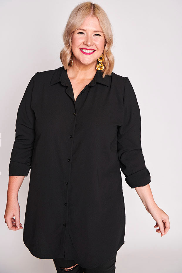 Asher Black Longline Shirt – Black longline shirt