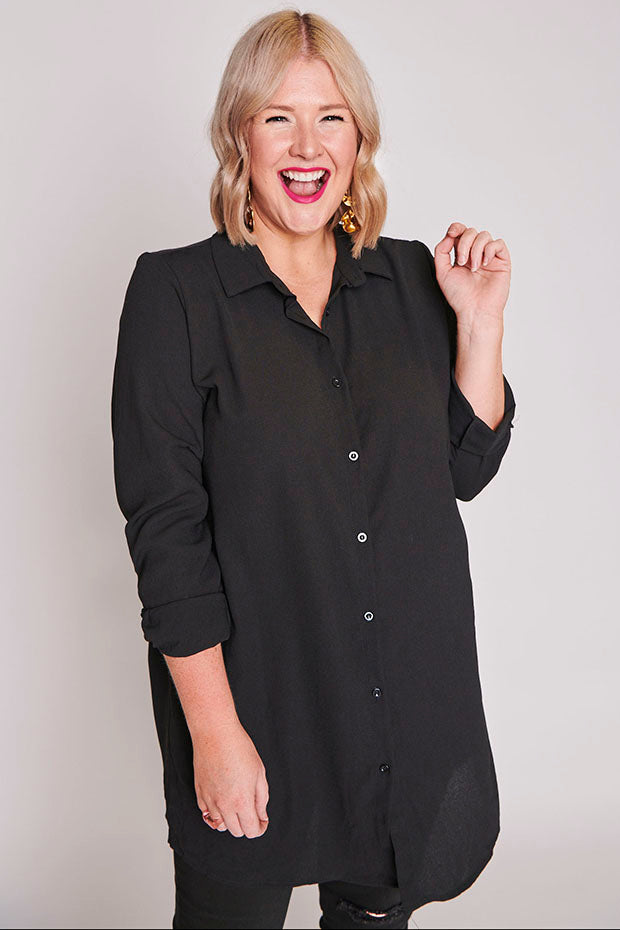 Asher Black Longline Shirt – Black longline shirt