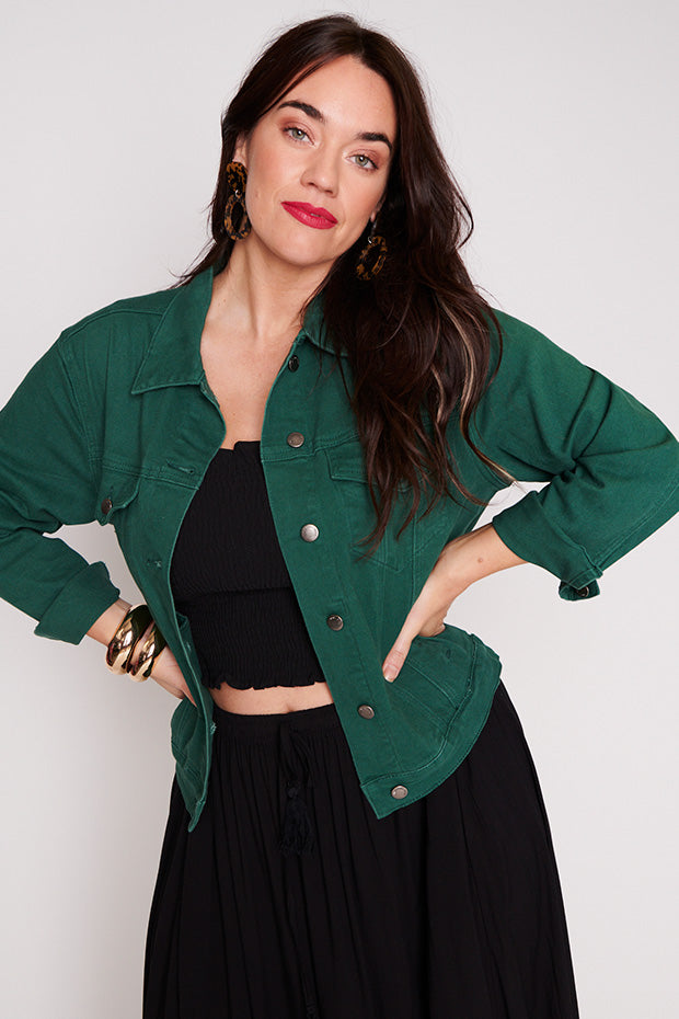 Tigerlily Teal Jacket – Teal denim jacket