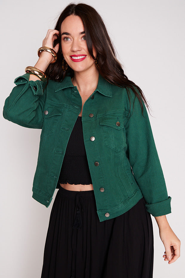 Tigerlily Teal Jacket – Teal denim jacket