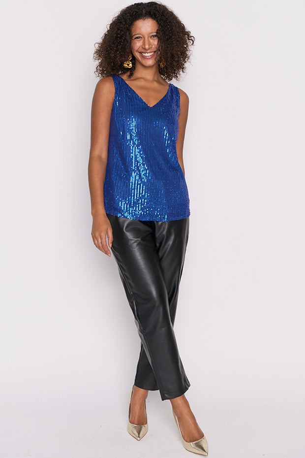 Rylee Cobalt Sequins Party Tank – Cobalt Sequins top