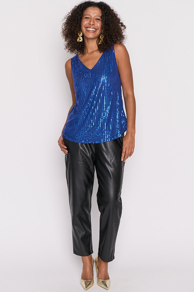 Rylee Cobalt Sequins Party Tank – Cobalt Sequins top