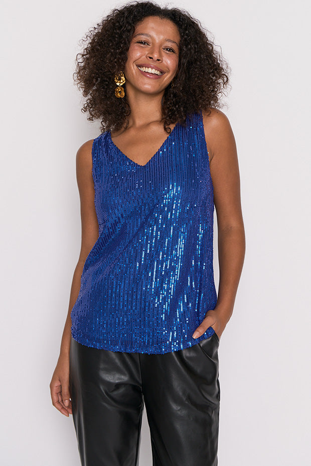 Rylee Cobalt Sequins Party Tank – Cobalt Sequins top