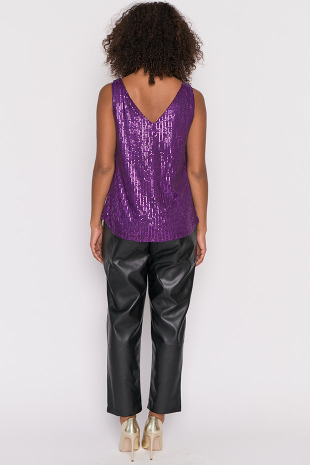 Rylee Purple Sequins Party Tank – Purple Sequins top
