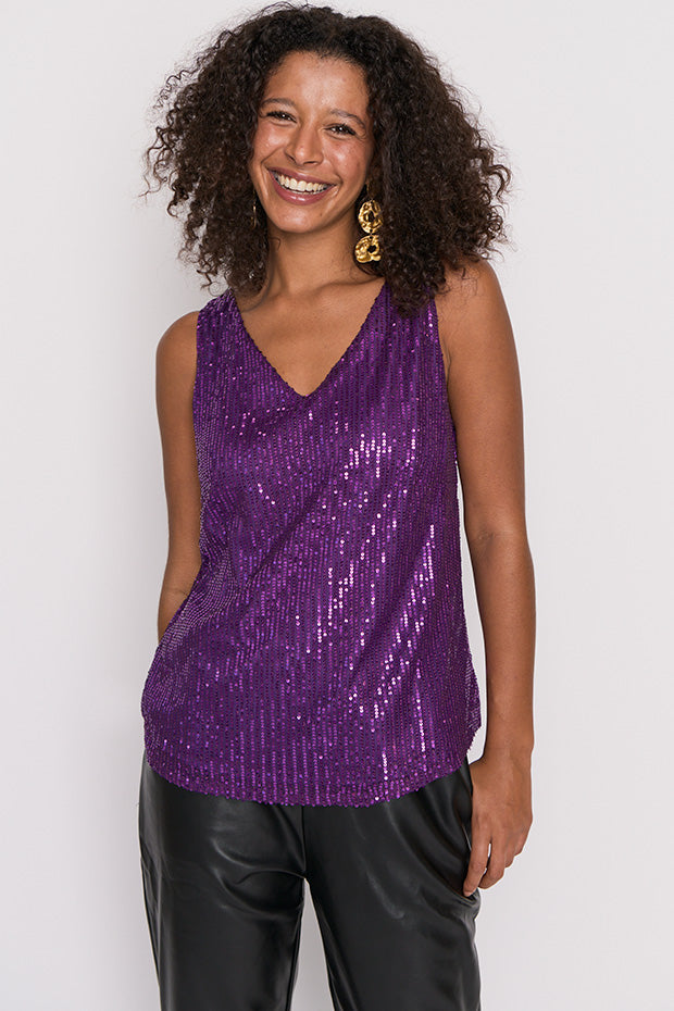Rylee Purple Sequins Party Tank – Purple Sequins top