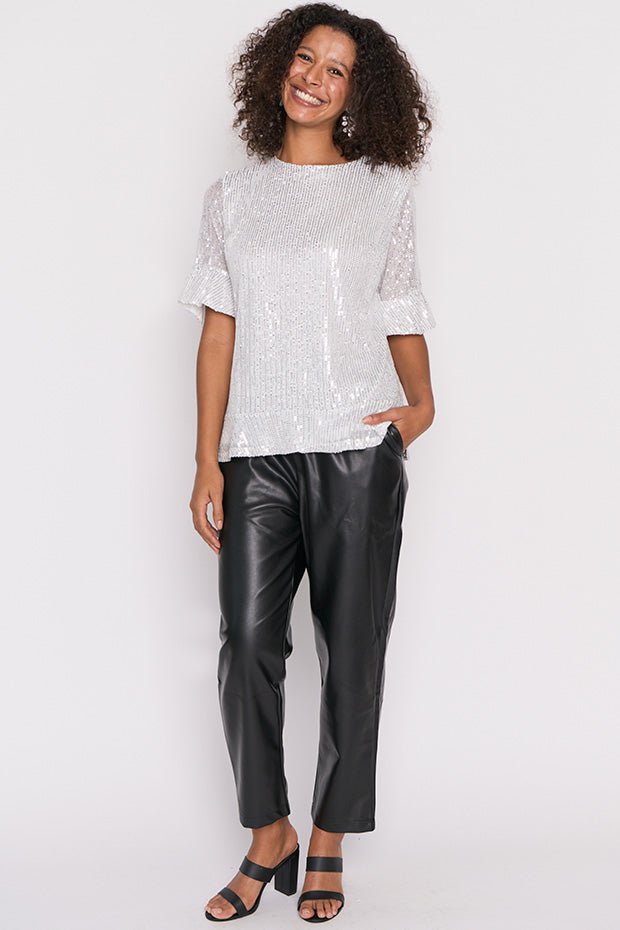 Joe Silver Sequins Party Top – Silver Sequins top