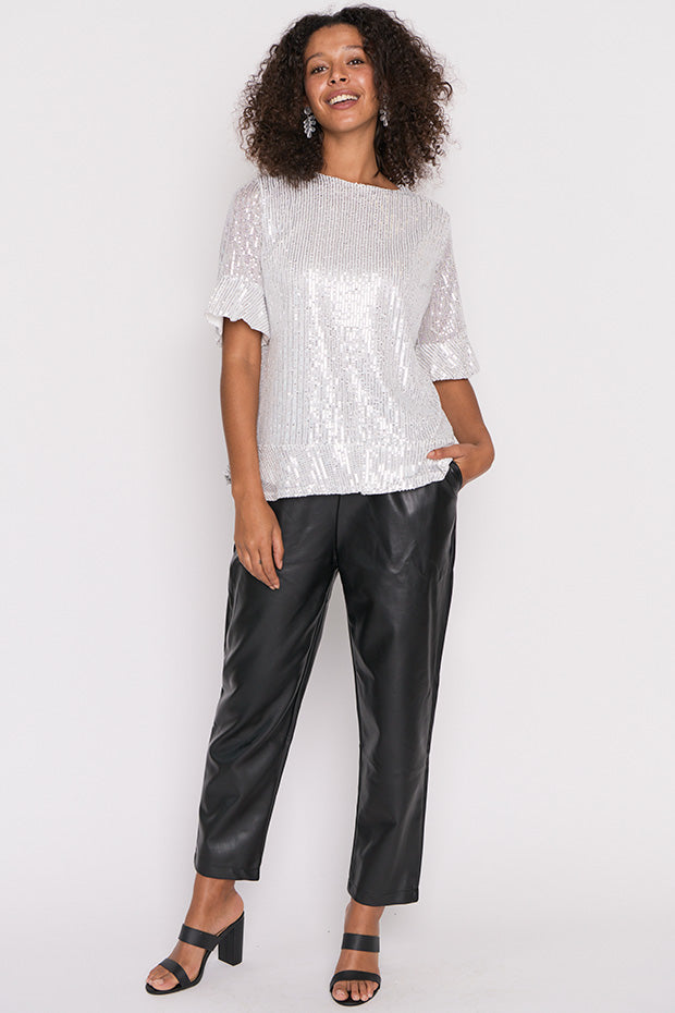 Joe Silver Sequins Party Top – Silver Sequins top
