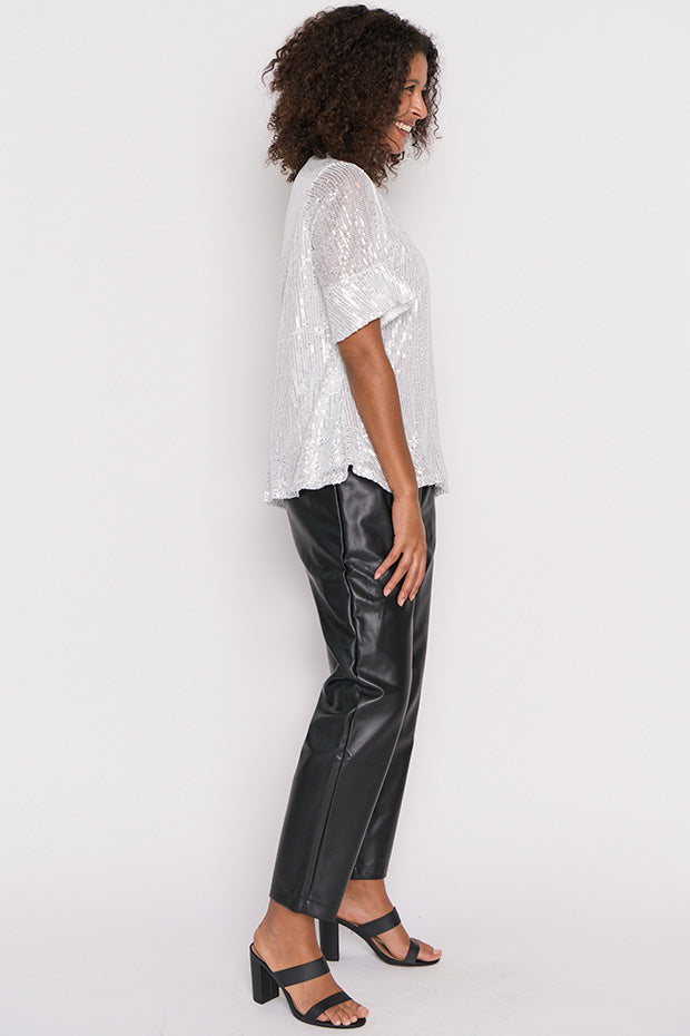 Joe Silver Sequins Party Top – Silver Sequins top