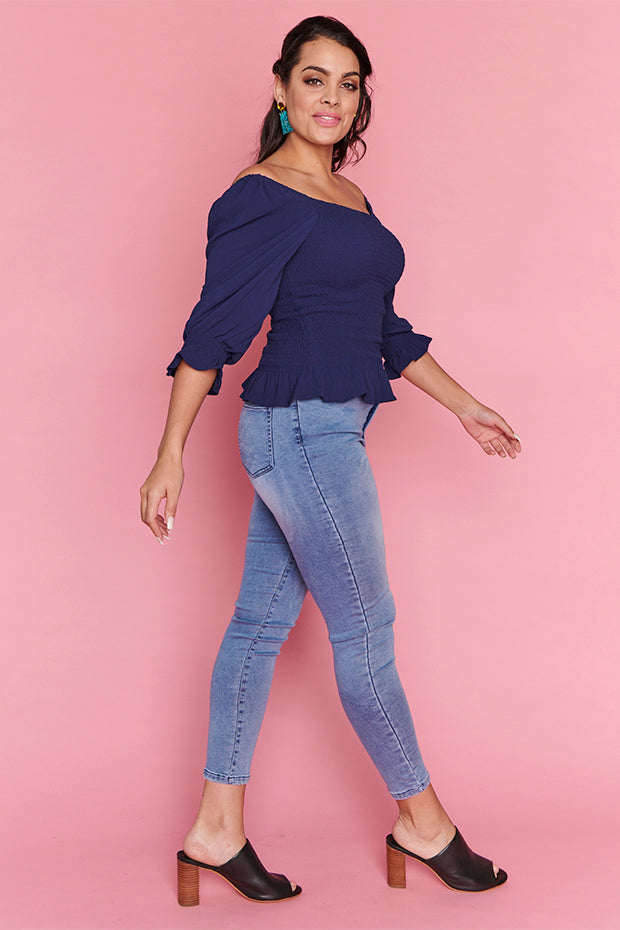 Alyssia Navy Top – Navy crop top