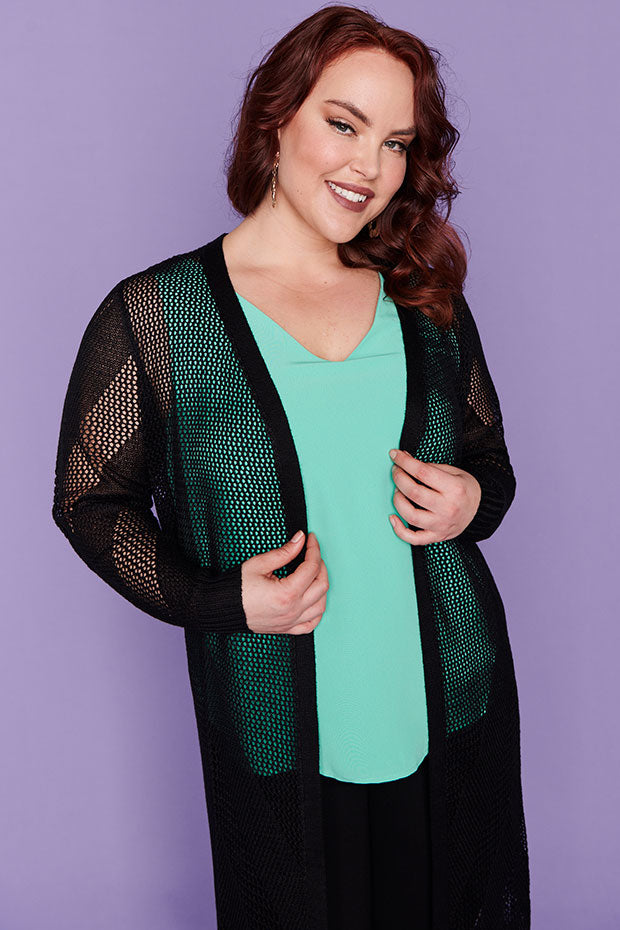 Renu Black Long Cardi – Black cardigan