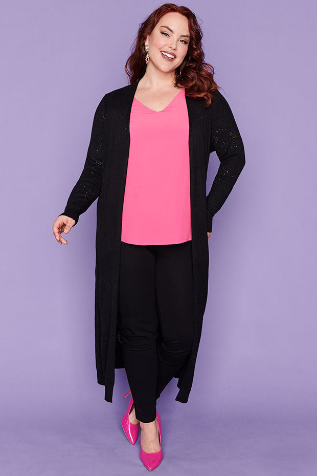 Smita Black Long Cardi – Black cardigan