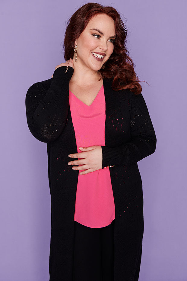 Smita Black Long Cardi – Black cardigan