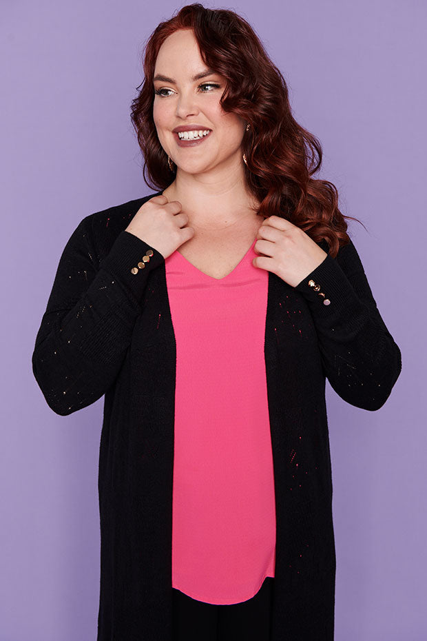 Smita Black Long Cardi – Black cardigan