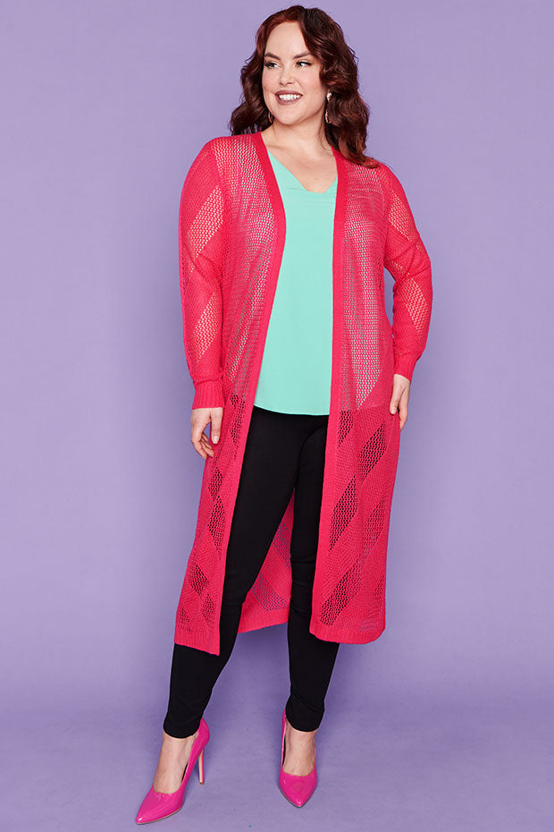 Renu Hot Pink Long Cardi – Hot Pink cardigan