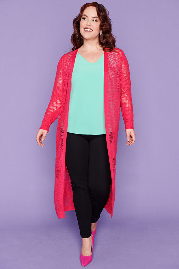 Renu Hot Pink Long Cardi – Hot Pink cardigan