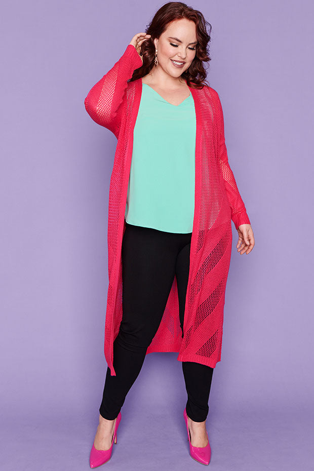 Renu Hot Pink Long Cardi – Hot Pink cardigan