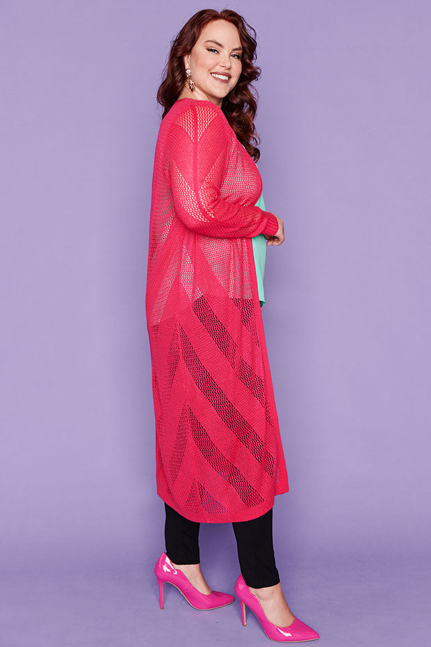 Renu Hot Pink Long Cardi – Hot Pink cardigan