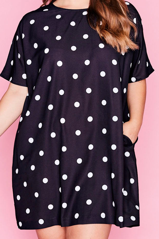 Julia Black Polka Dot Dress – Black Polka Dot shift dress