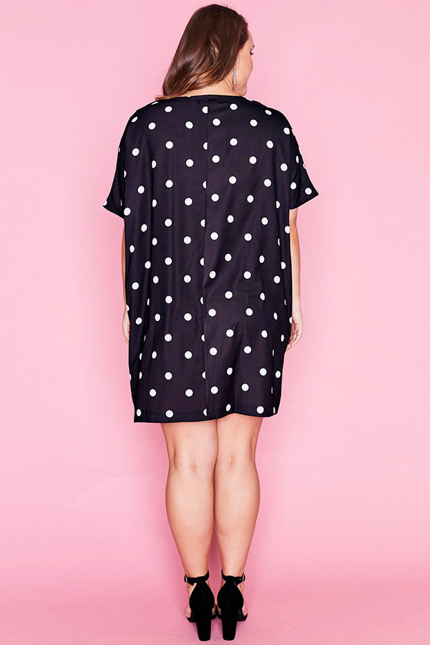 Julia Black Polka Dot Dress – Black Polka Dot shift dress