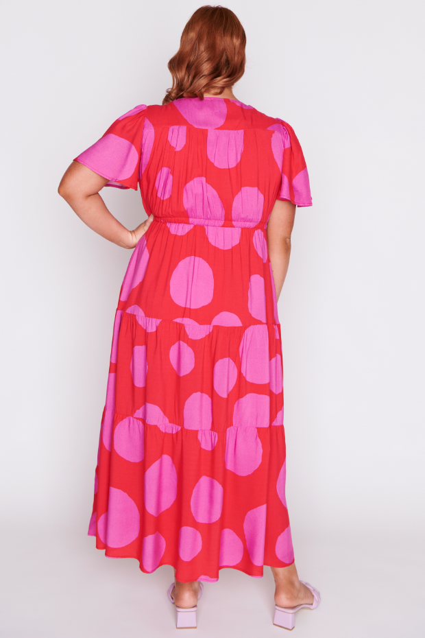 Alexia Splotched Pink & Red Dress – Splotched Pink & Red maxi dress