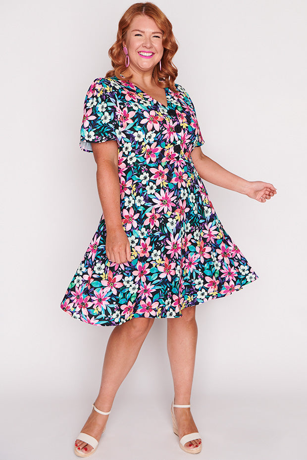 Logan Neon Bloom Dress – Neon Bloom knee length dress