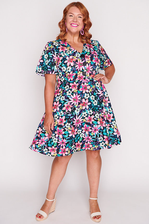 Logan Neon Bloom Dress – Neon Bloom knee length dress