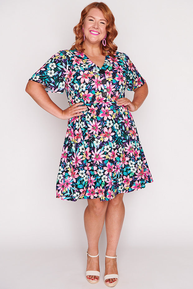 Logan Neon Bloom Dress – Neon Bloom knee length dress