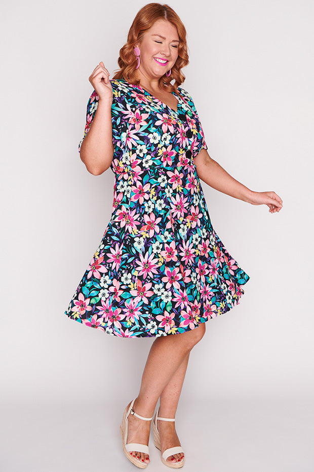 Logan Neon Bloom Dress – Neon Bloom knee length dress