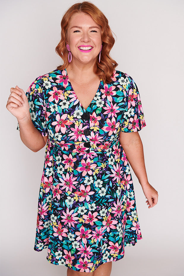 Logan Neon Bloom Dress – Neon Bloom knee length dress