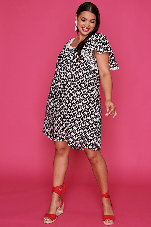 Jane Black Floral Dress – Black Floral knee length dress