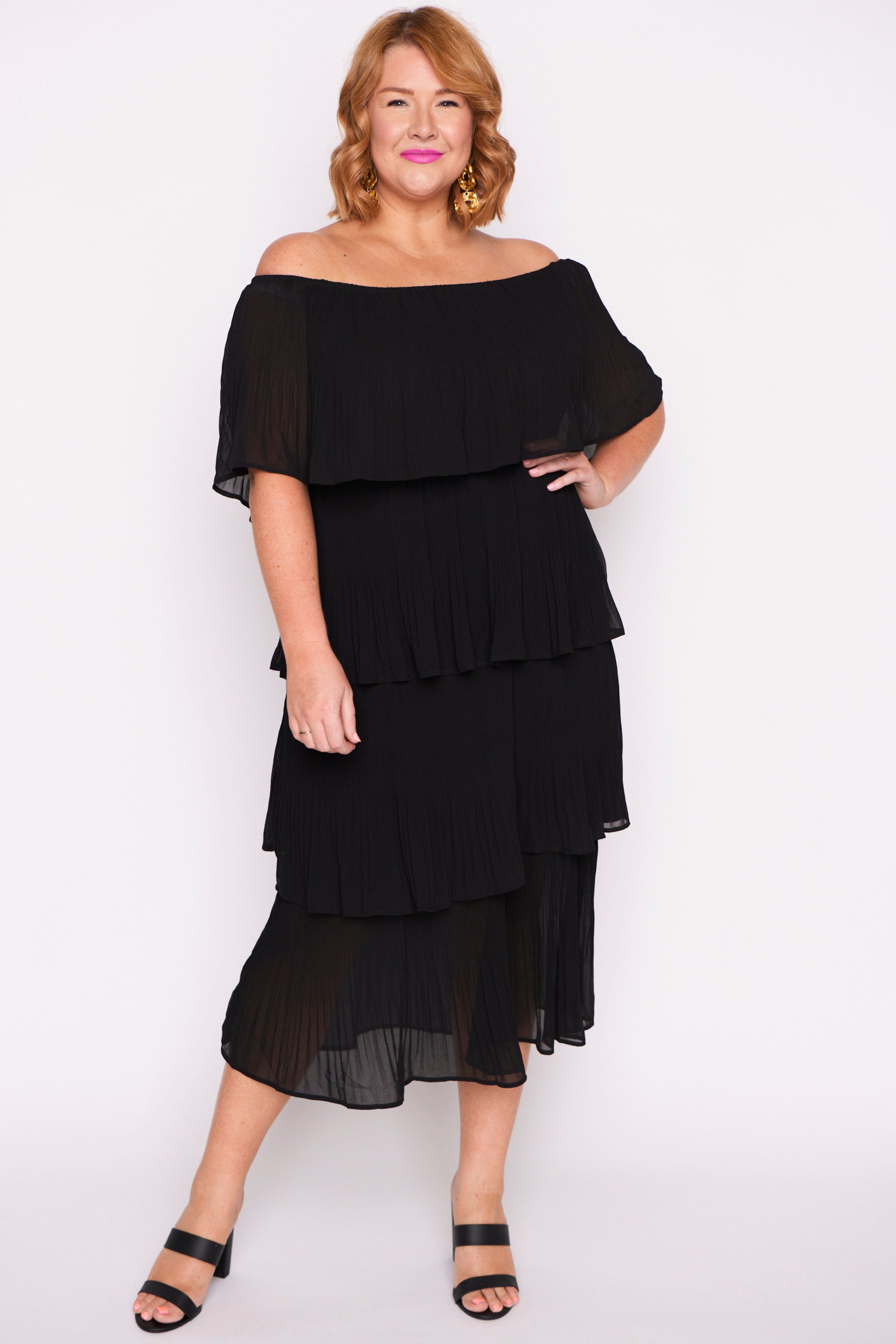 Faire Black Pleated Dress – Black maxi dress