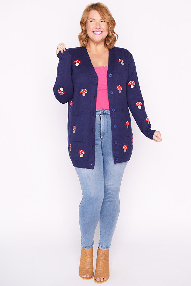 Angela Navy Mushroom Cardi – Navy Mushroom cardigan