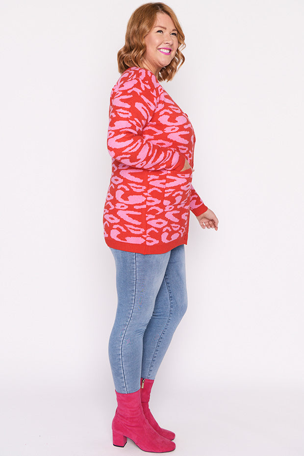 Angeline Pink Animal Cardigan – Pink Animal cardigan