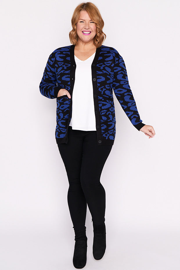 Angeline Cobalt Animal Cardigan – Cobalt Animal cardigan