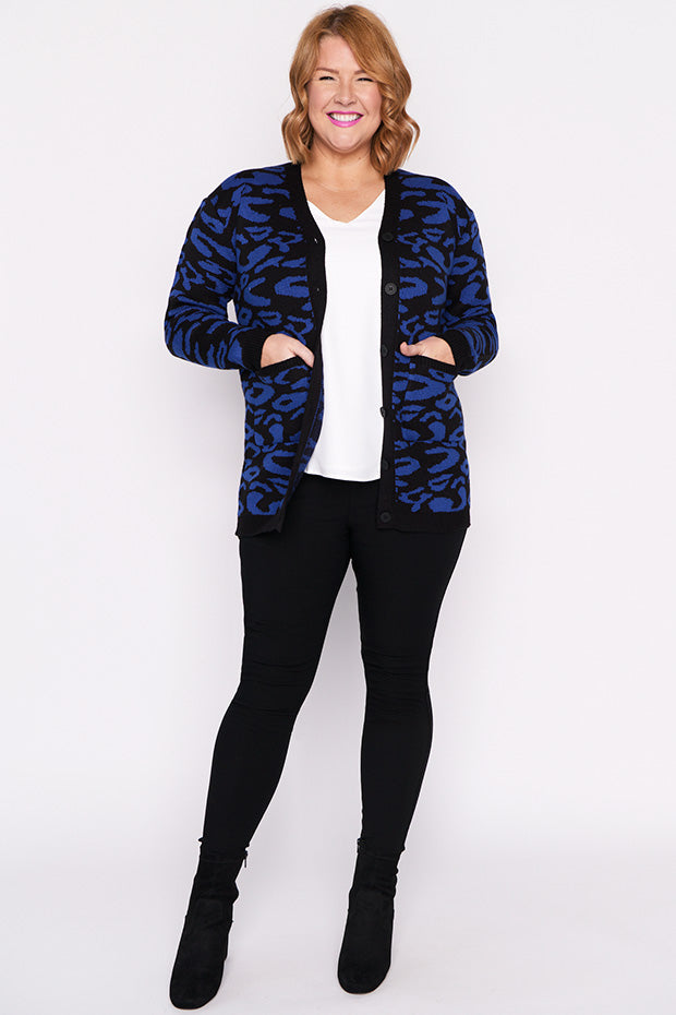 Angeline Cobalt Animal Cardigan – Cobalt Animal cardigan