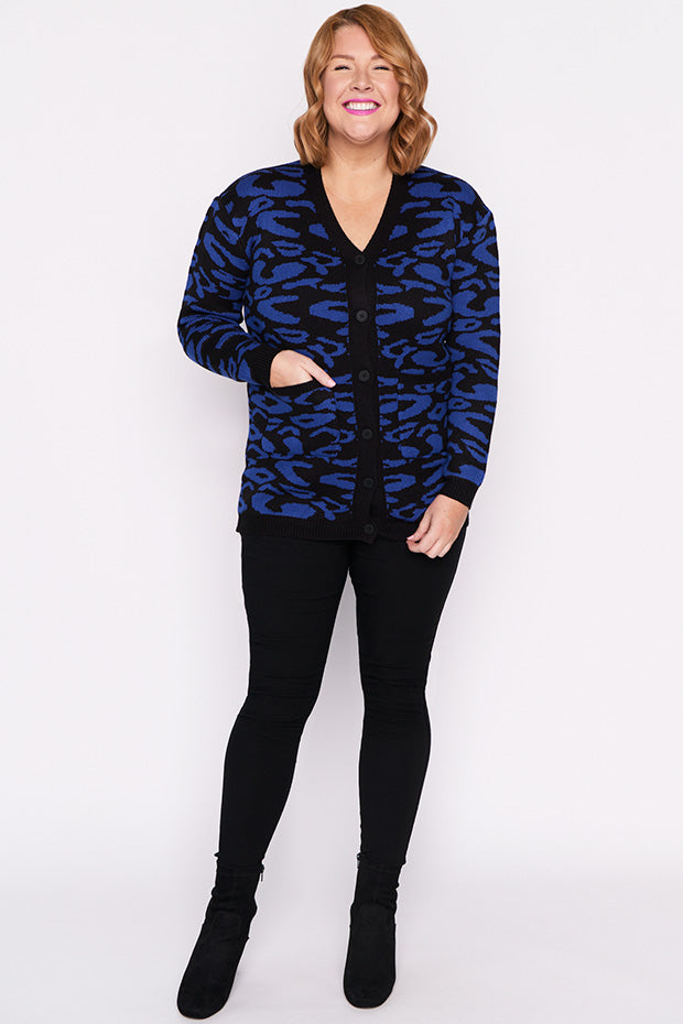 Angeline Cobalt Animal Cardigan – Cobalt Animal cardigan