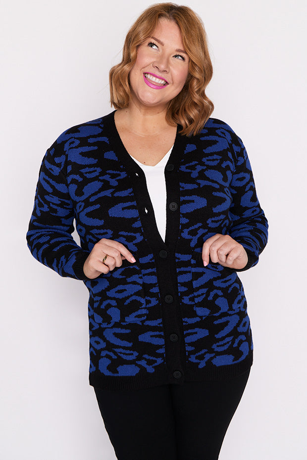 Angeline Cobalt Animal Cardigan – Cobalt Animal cardigan