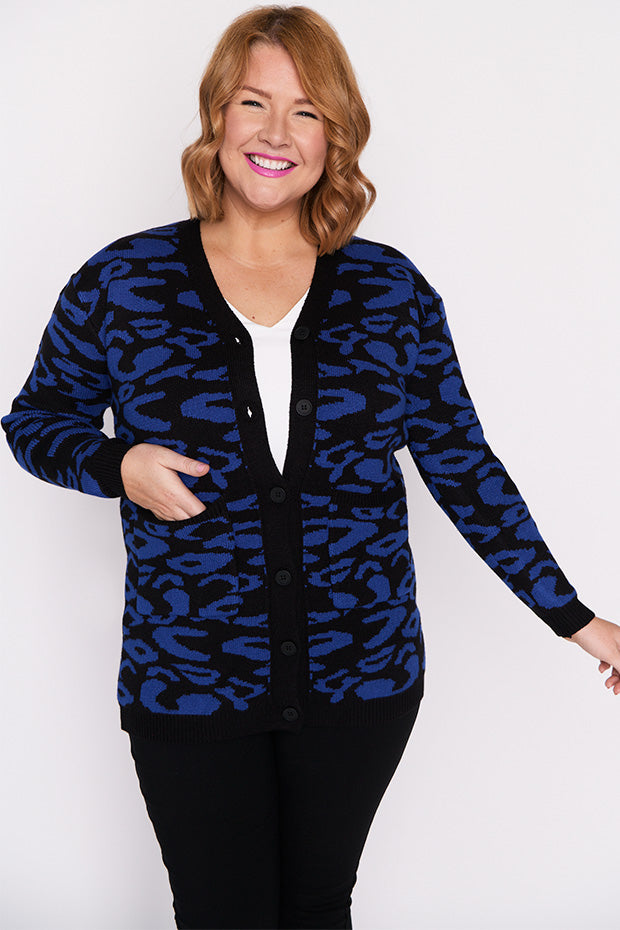 Angeline Cobalt Animal Cardigan – Cobalt Animal cardigan