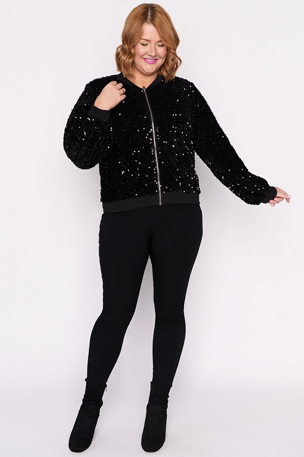 Bling Black Sequins Jacket – Black Sequins bomber jacket