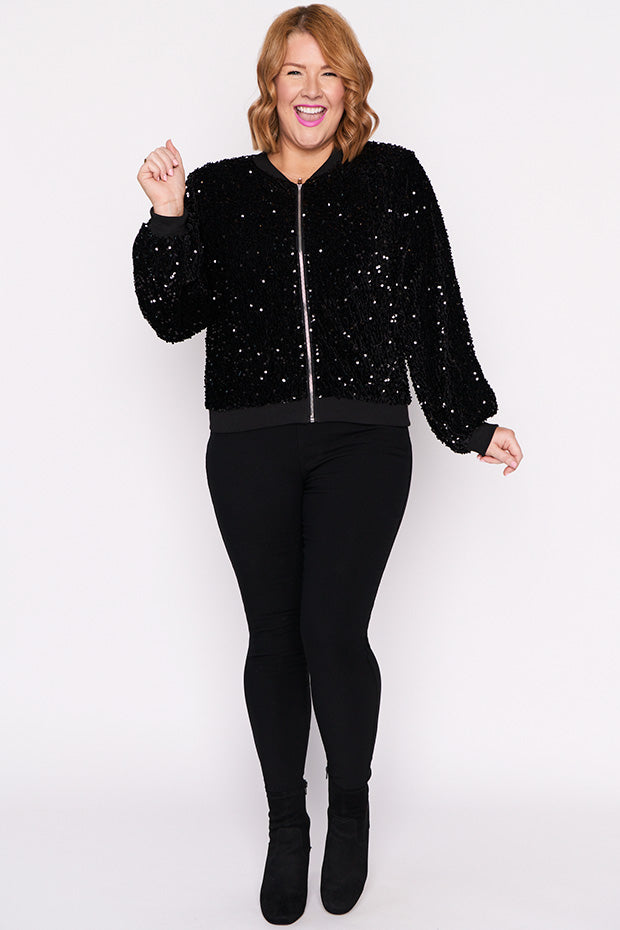 Bling Black Sequins Jacket – Black Sequins bomber jacket