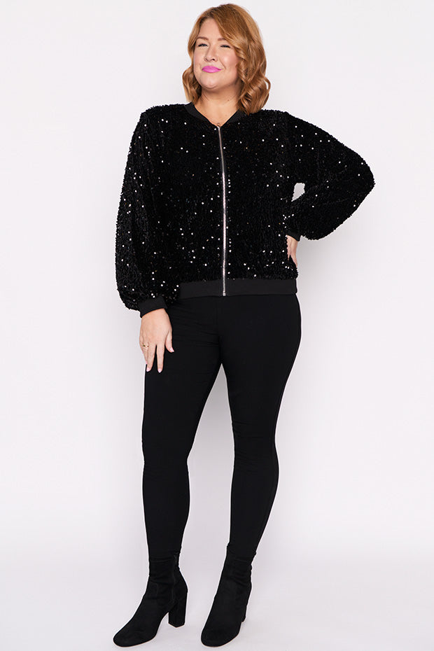 Bling Black Sequins Jacket – Black Sequins bomber jacket